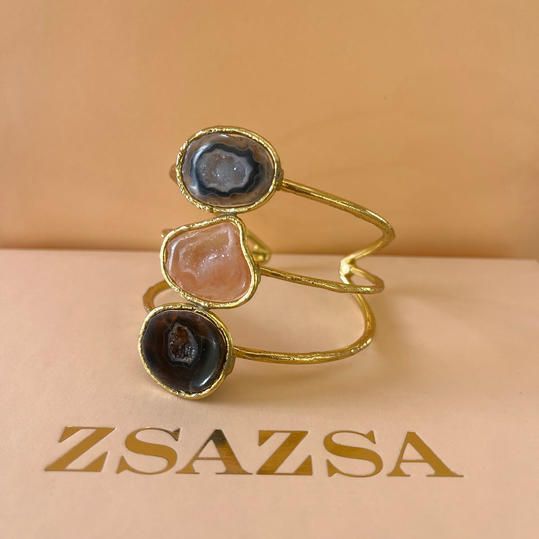 Pink & black geodes handmade set