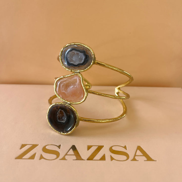 Pink & black geodes handmade set