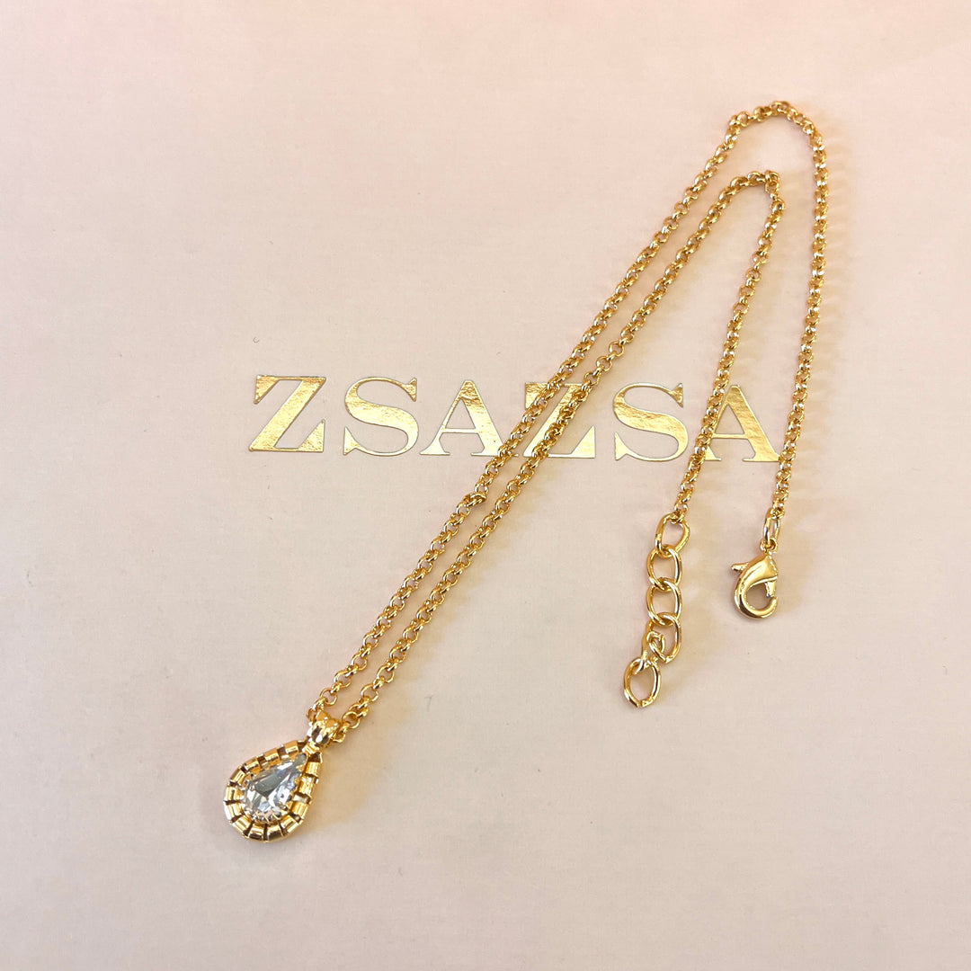 Swarovski crystals teardrop and oval gold plated set