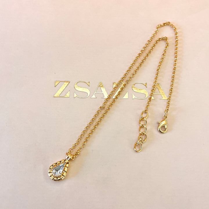 Swarovski crystals teardrop and oval gold plated set