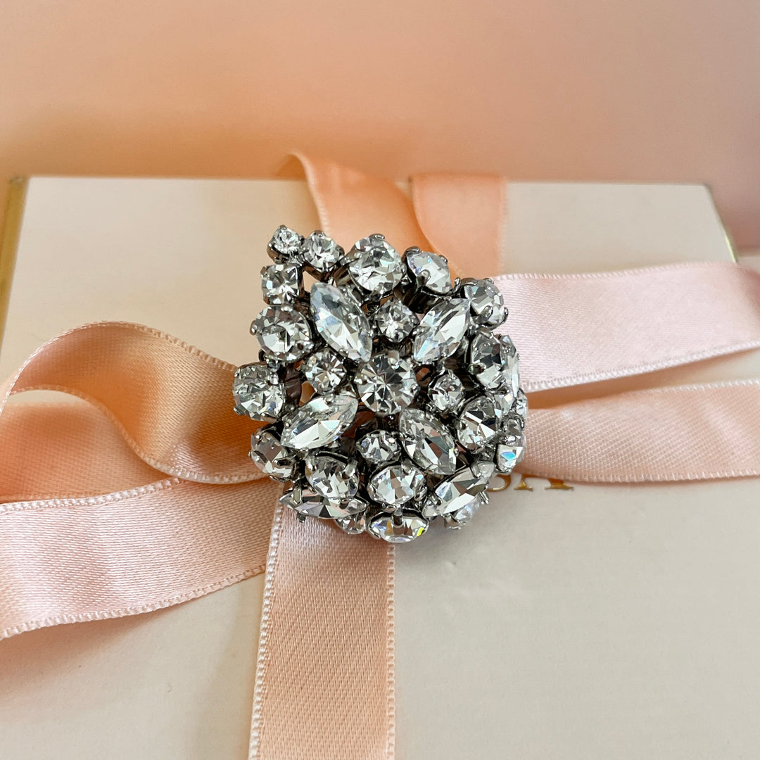 Swarovski crystals mixed of shapes white gold plated ring