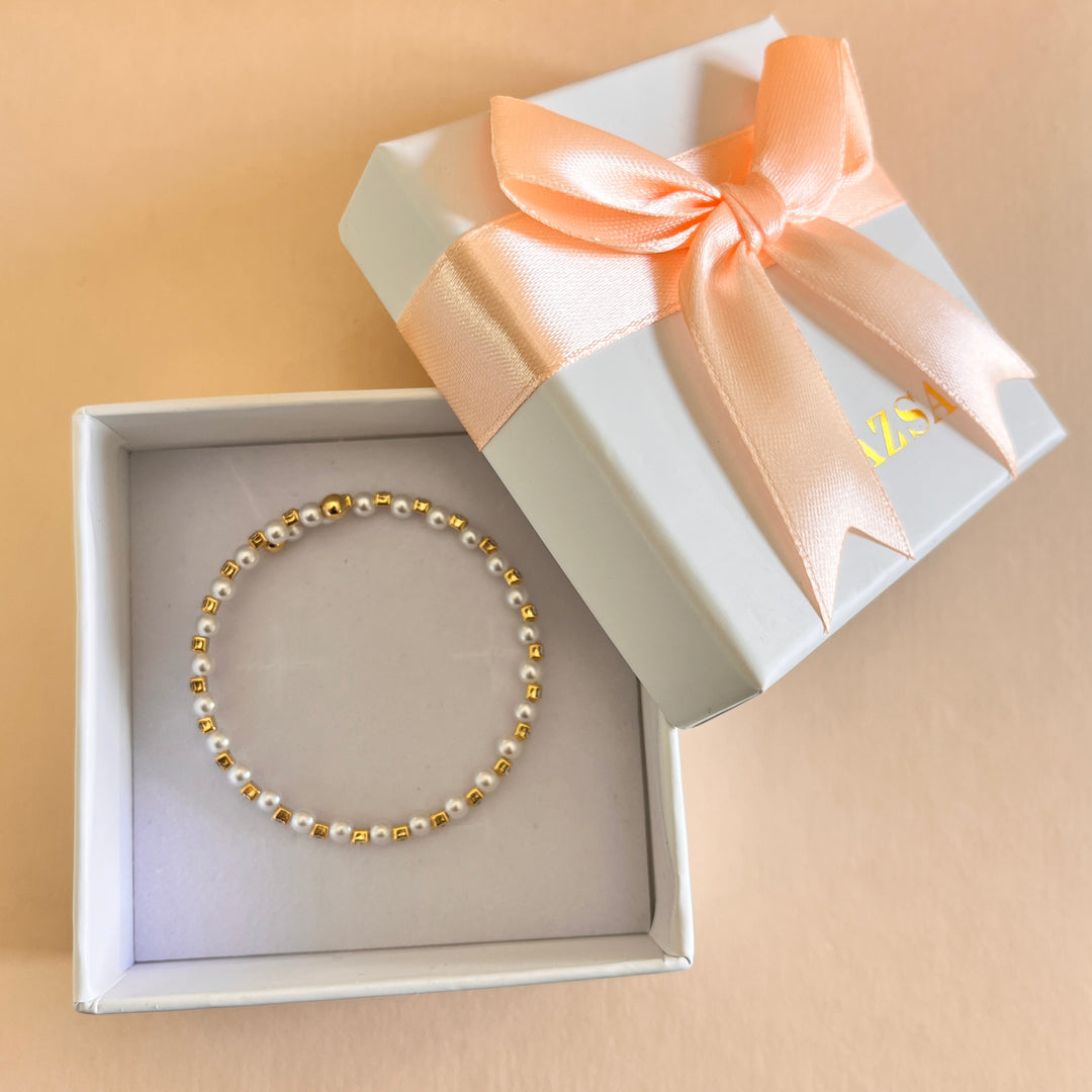 Pearls and rhinestone kids bangle