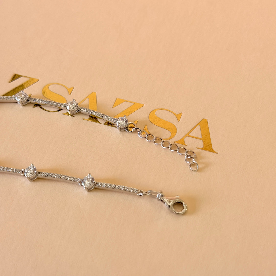 Dainty zircone sterling silver bracelet