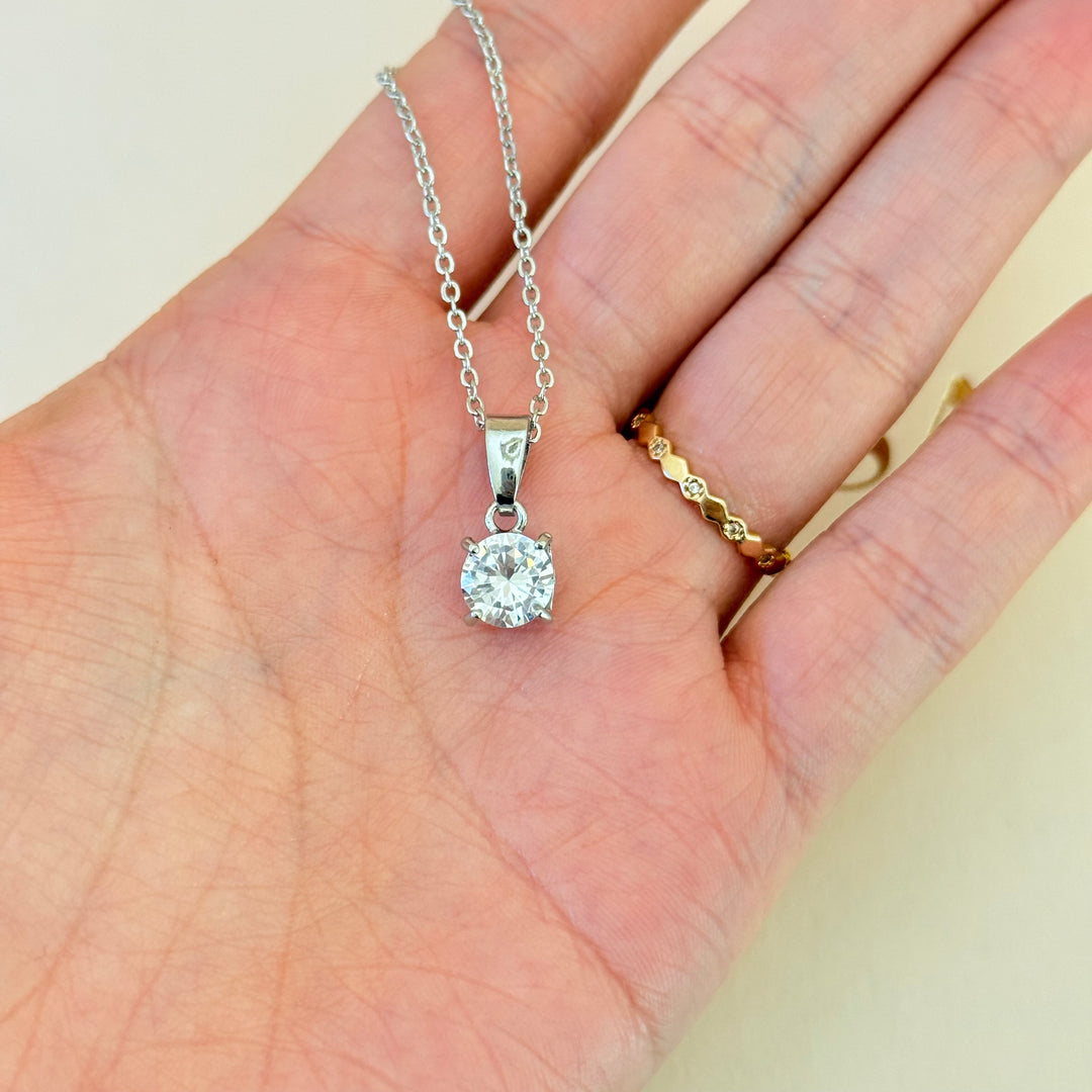Solitaire zircone silver set