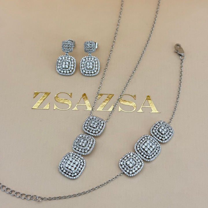 Squares zircone silver set