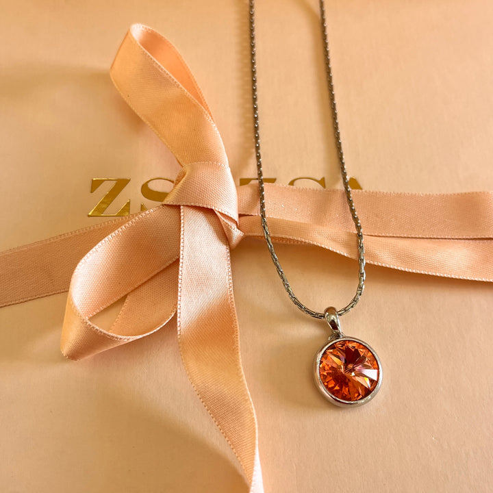 Coral Swarovski crystal pendant