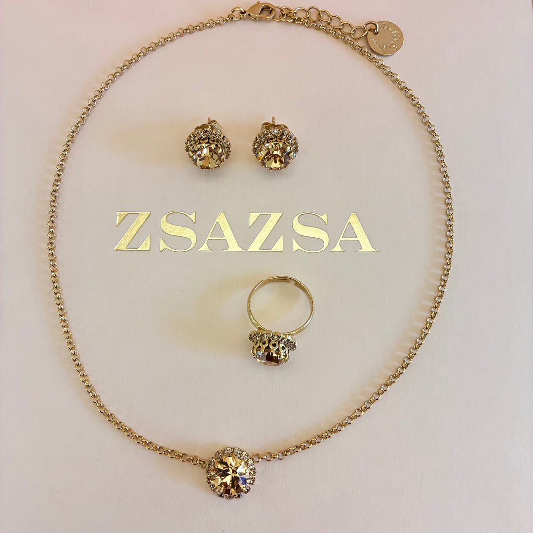 Bronze Swarovski crystals dainty round set