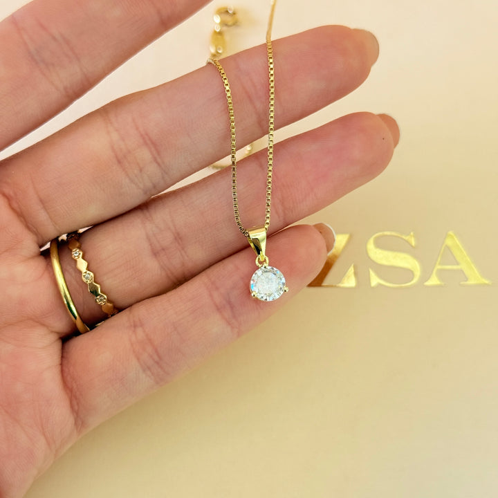 Solitaire zircone sterling silver gold plated set