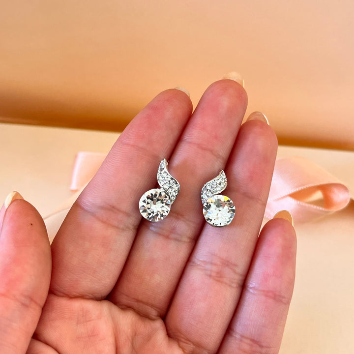 Swarovski crystals round white gold plated set