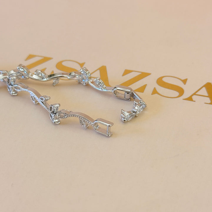 Dainty zircone white gold plated silver bracelet
