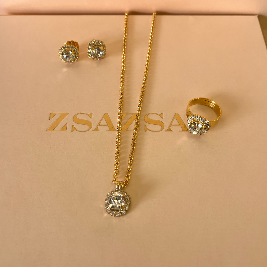 flower preciosa crystals flower gold plated set