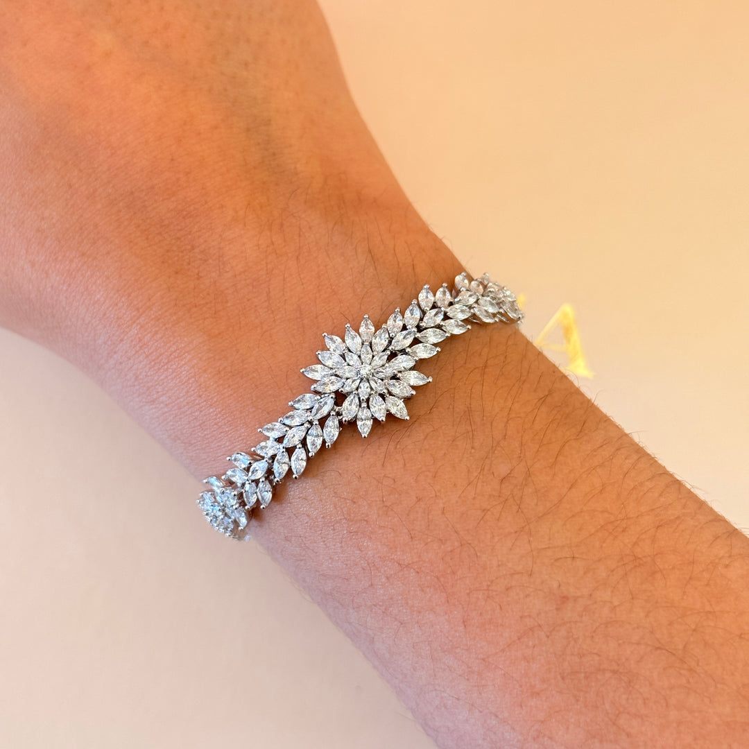 Flower marquise zircone silver bracelet