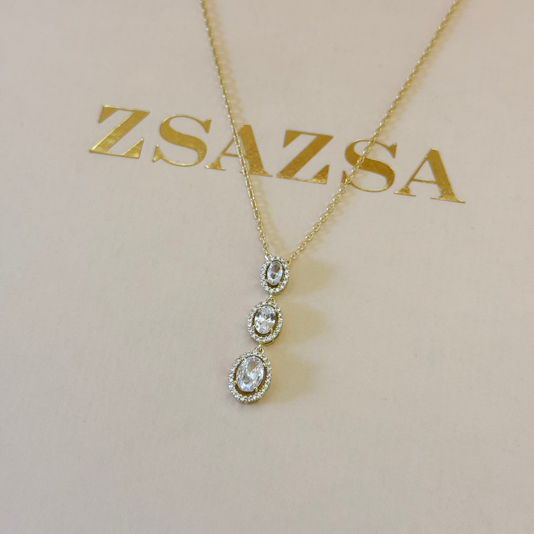 Oval zircone Sterling silver gold plated set