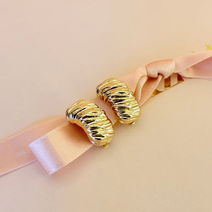 Plain half hoops gold plated clip on earrings