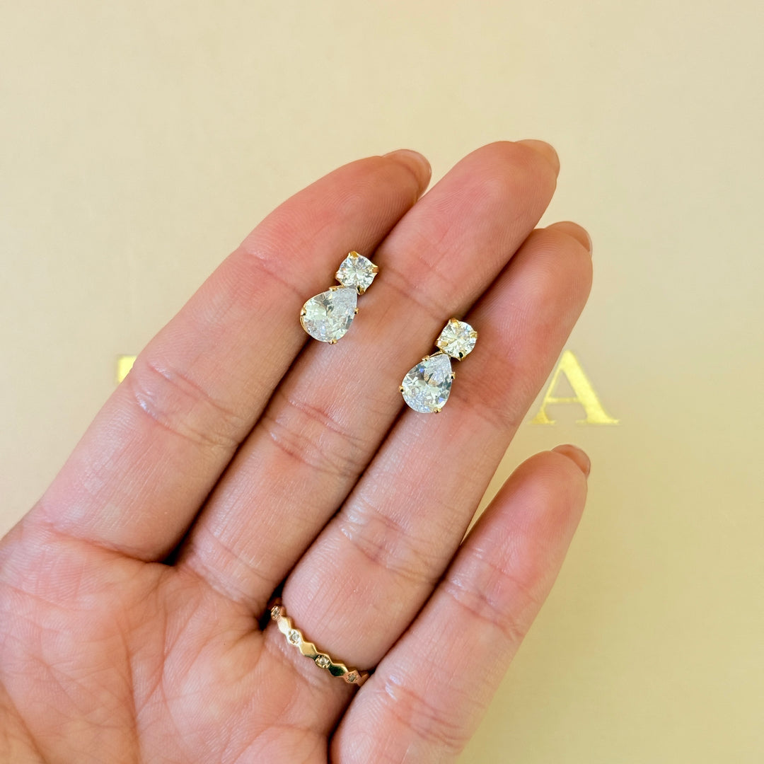 Teardrop zircone gold plated set