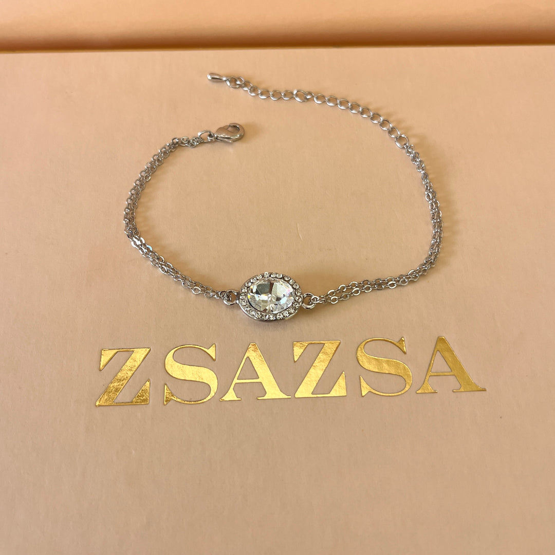 Swarovski crystals oval white gold plated pendant and bracelet