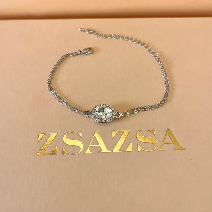 Swarovski crystals oval white gold plated pendant and bracelet