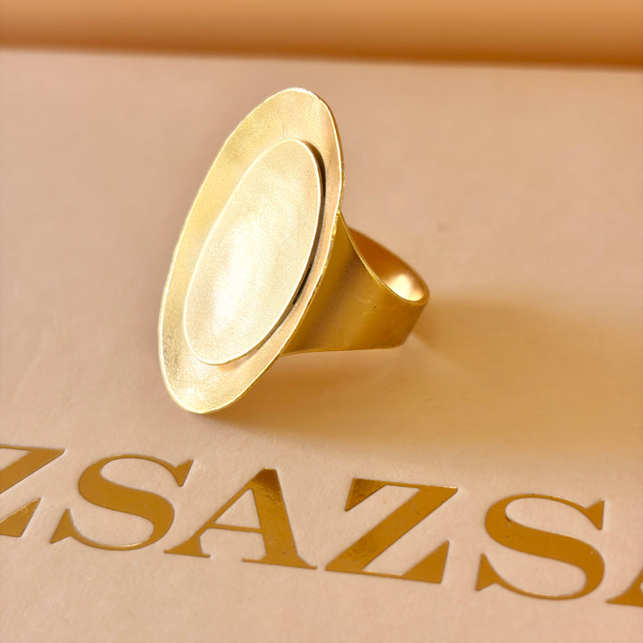 Handmade Double Oval Ring | Gold Plated | ZsaZsa