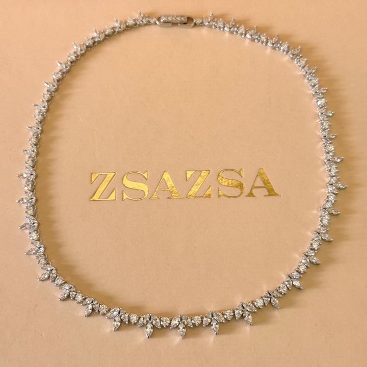 Marquise dainty zircone silver necklace