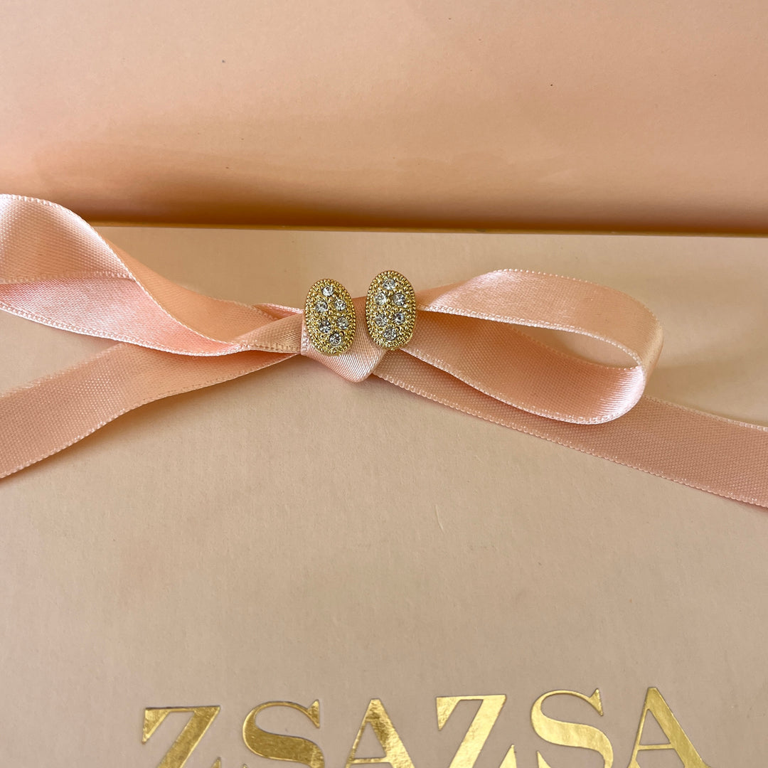 Swarovski crystals Oval gold plated studs
