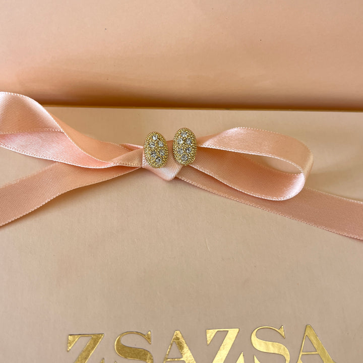 Swarovski crystals Oval gold plated studs