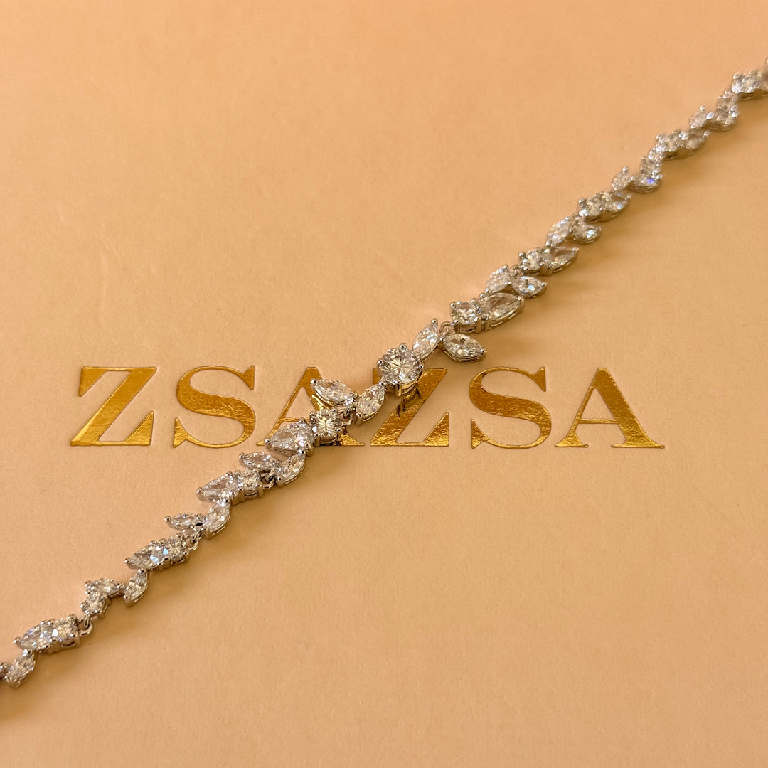 Marquise and teardrop zircone silver set