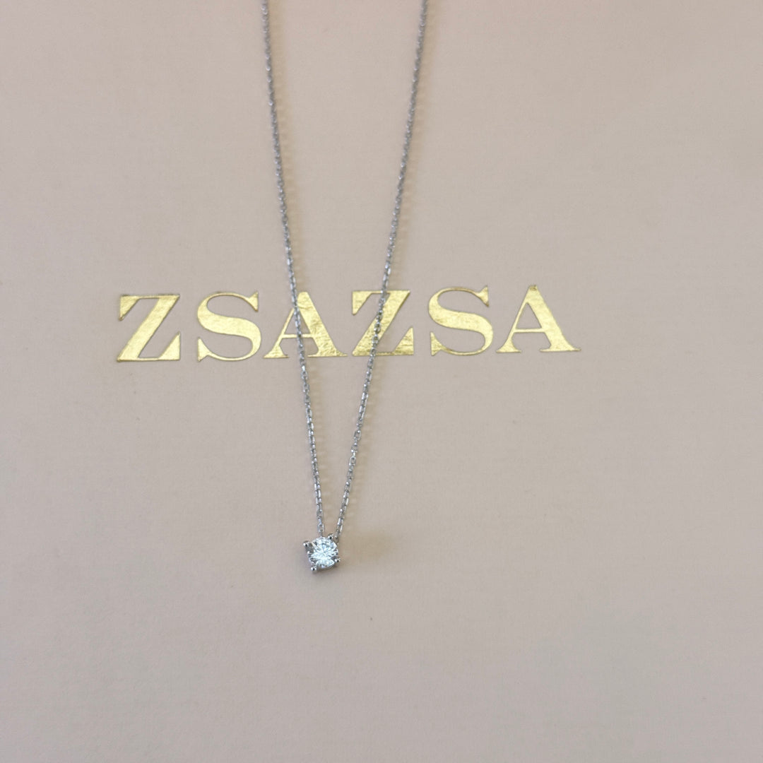 Small solitaire zircone sterling silver pendant