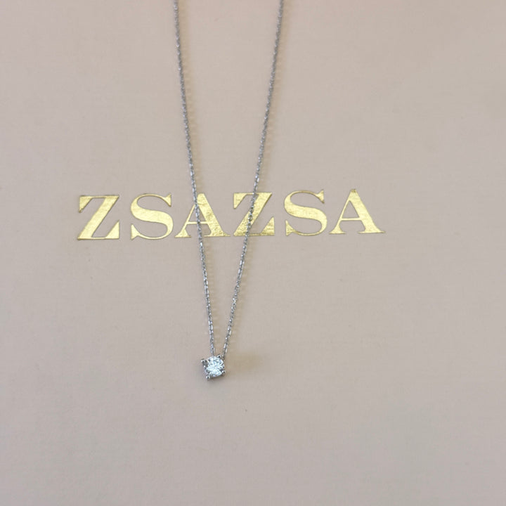 Small solitaire zircone sterling silver pendant