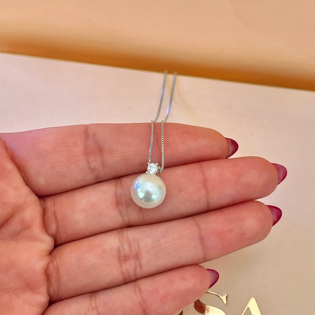 Pearl & zircone sterling silver set