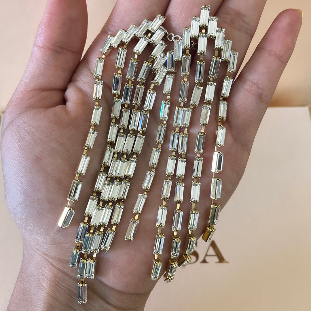 Swarovski crystals baguette gold plated set