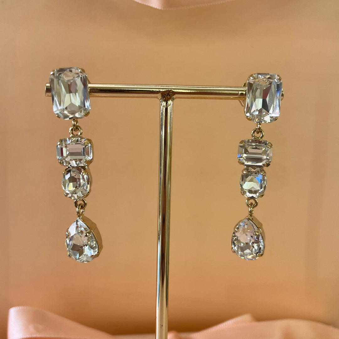 Swarovski crystals mix of shapes gold plated earrings