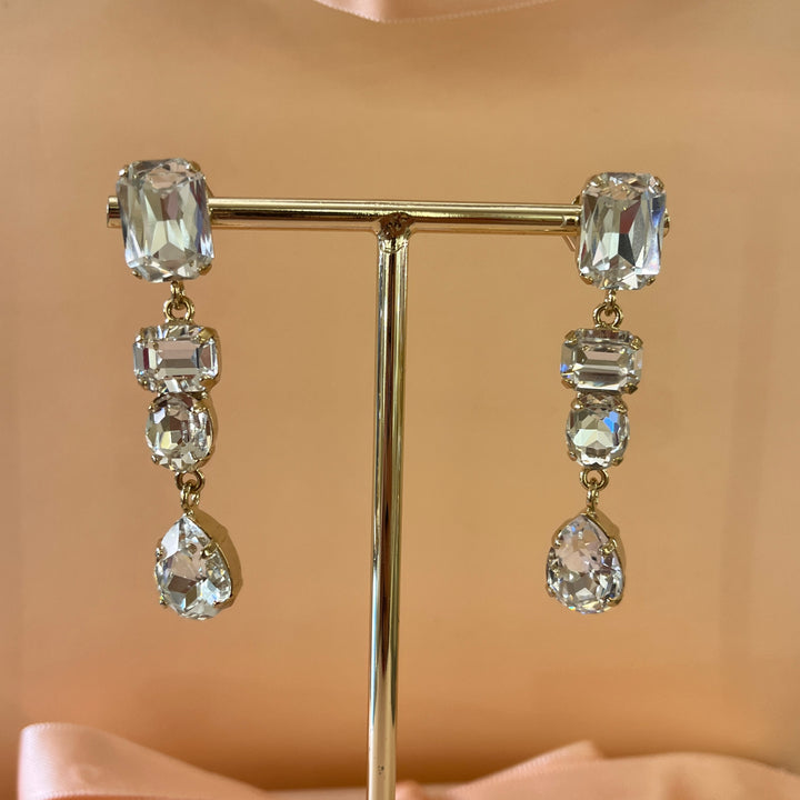 Swarovski crystals mix of shapes gold plated earrings