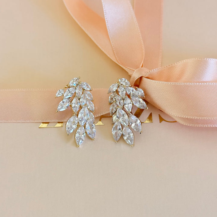 Chunky marquise zircone gold plated earrings
