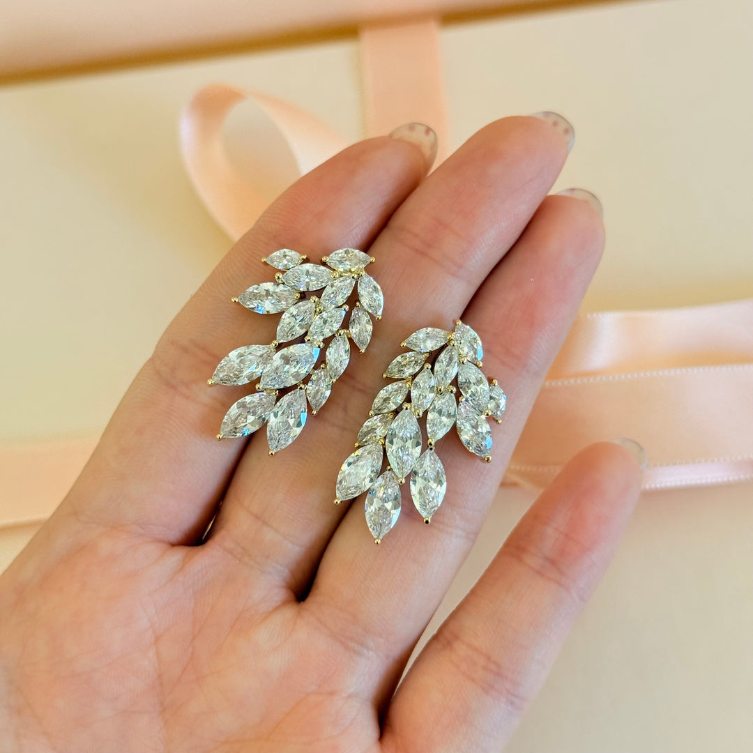 Chunky marquise zircone gold plated earrings
