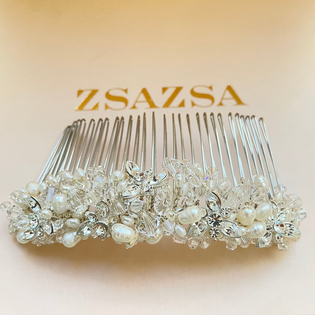 Fresh water silver and pearl comb