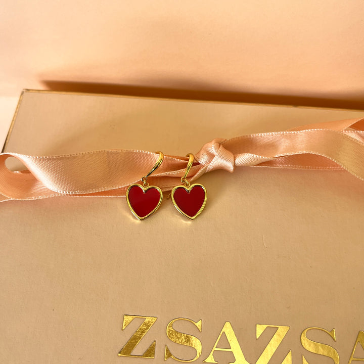 Red heart gold plated hooks