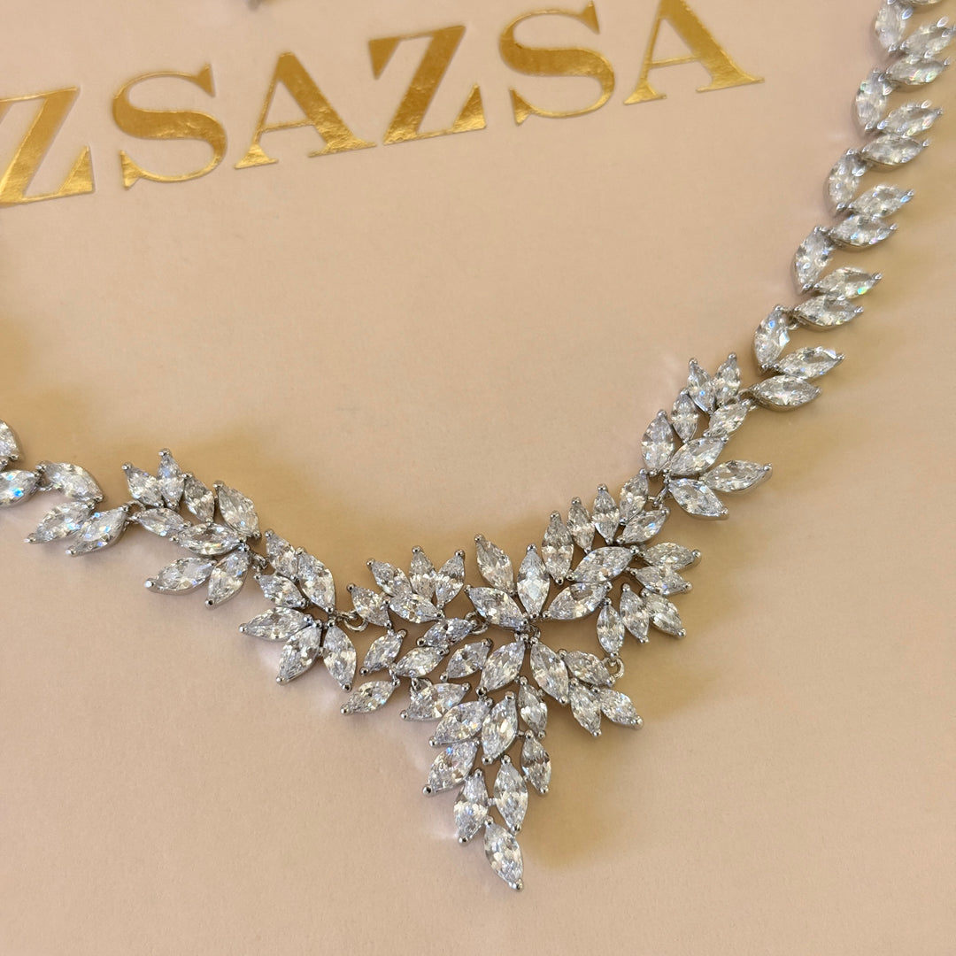 Marquise zircone silver set