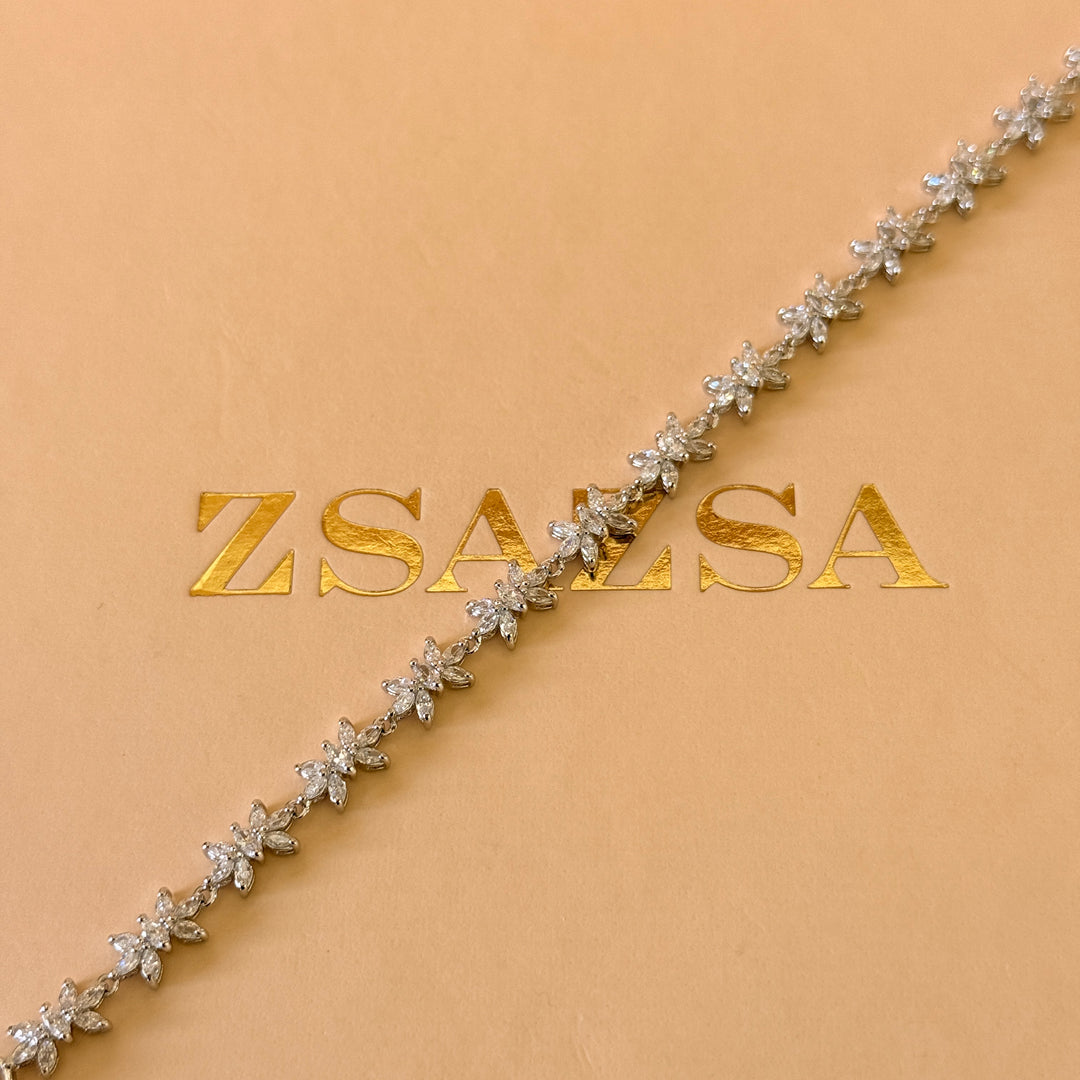 Marquise and teardrop zircone silver set