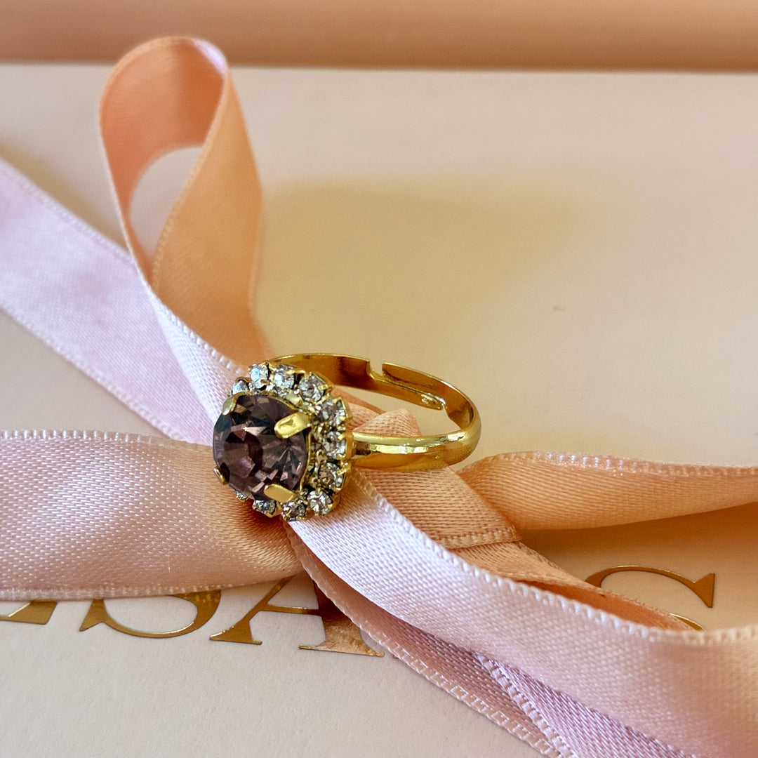 Mauve dainty Preciosa crystals gold plated set