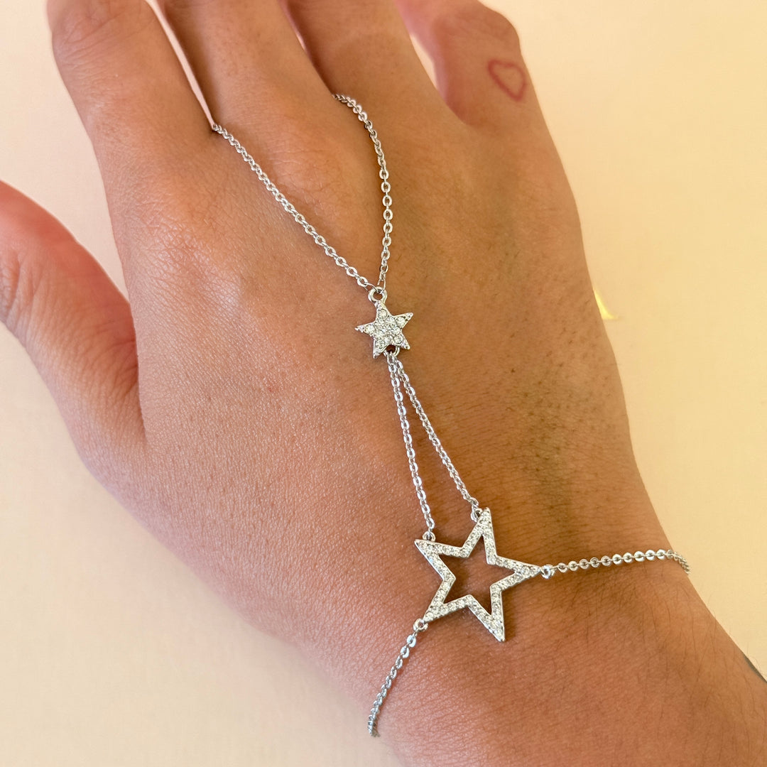 Zircone star silver finger bracelet