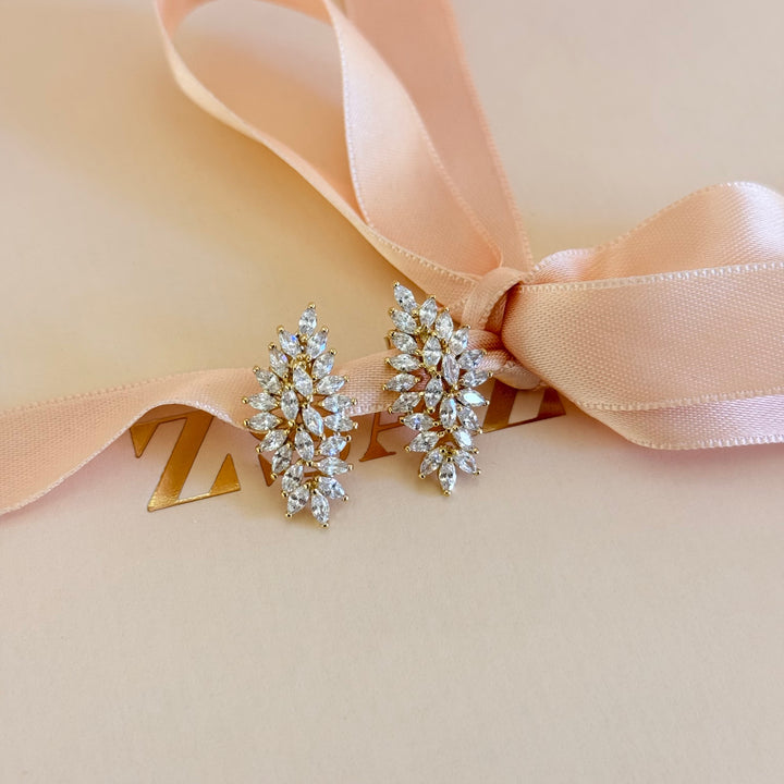 Marquise zircone gold plated earrings