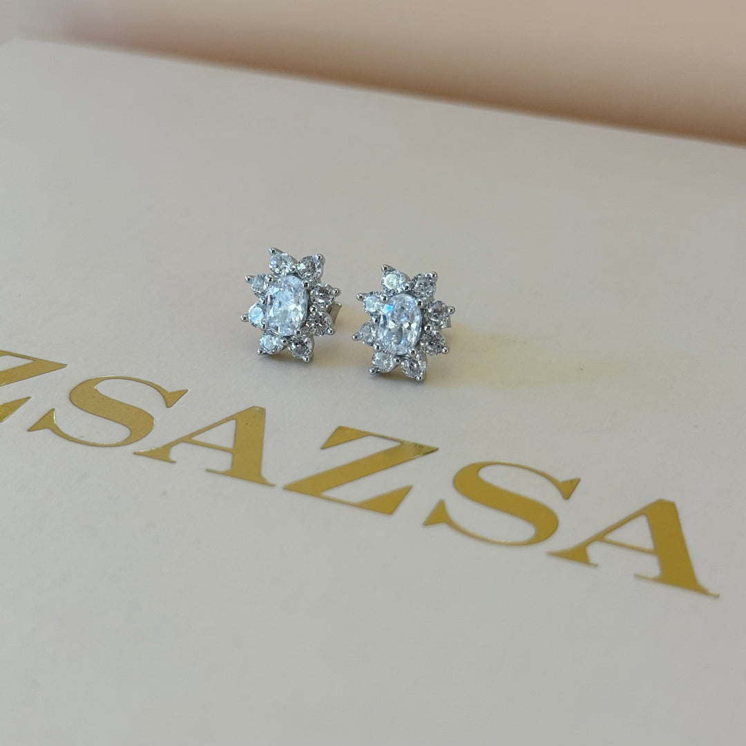 Flower zircone sterling silver set