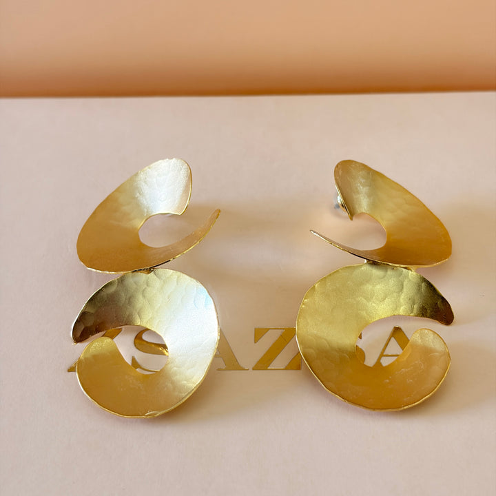 Handmade Double Open Circe Gold Earrings | Gold Plated | ZsaZsa