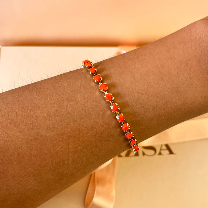 Orange Swarovski crystals bracelet