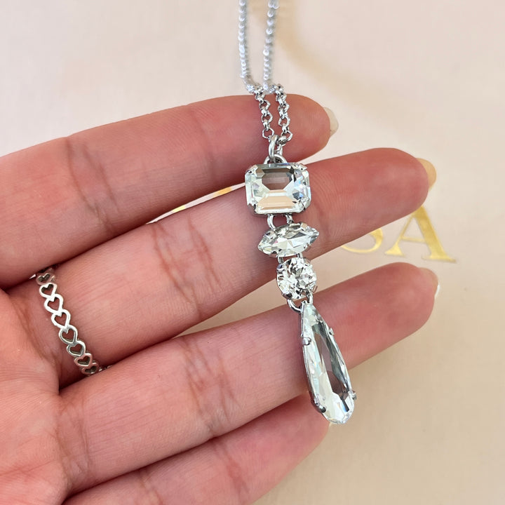 Swarovski crystals mix of shapes white gold plated pendant