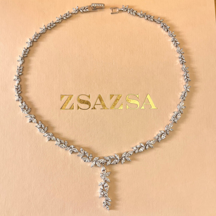 Marquise zircone white gold plated set