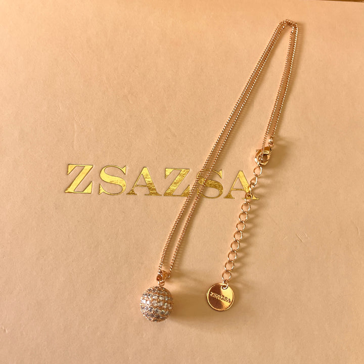 zircone rose gold plated ball pendant and bracelet