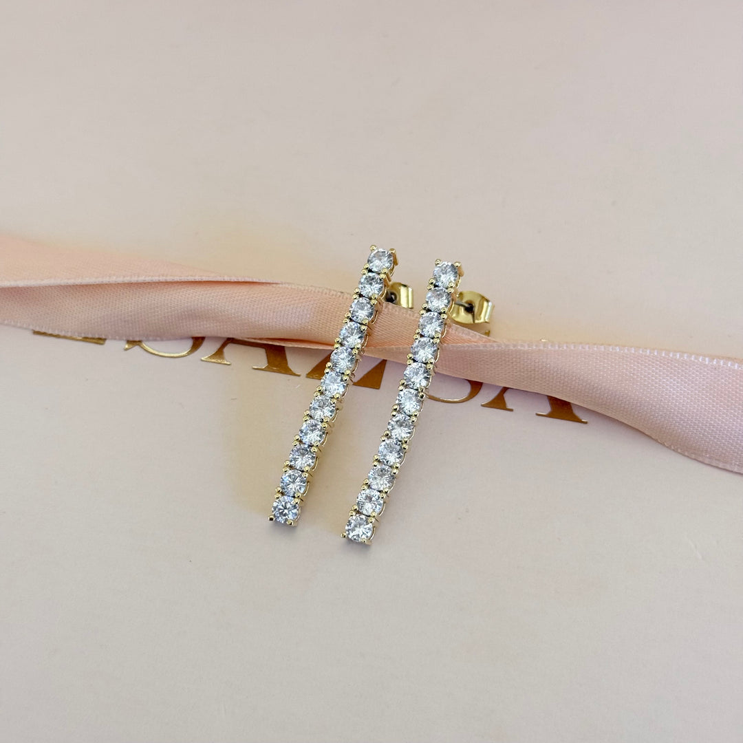 Tennis zircone gold plated earrings