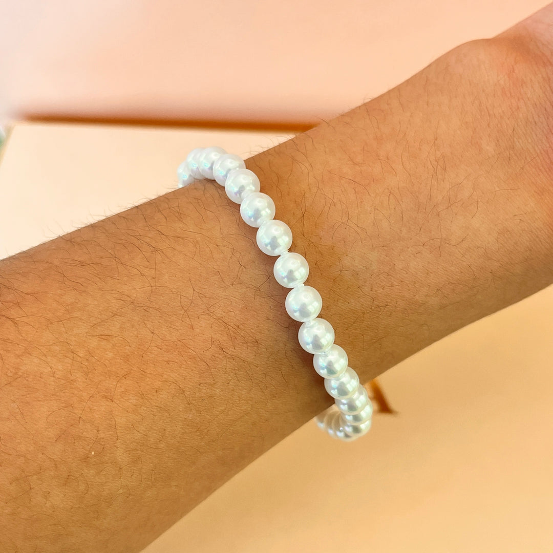 White Mallorca pearls white gold plated bracelet