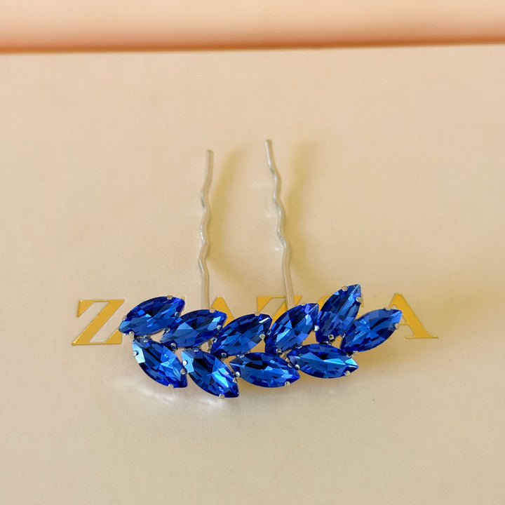 Preciosa crystals royal blue silver hair pin